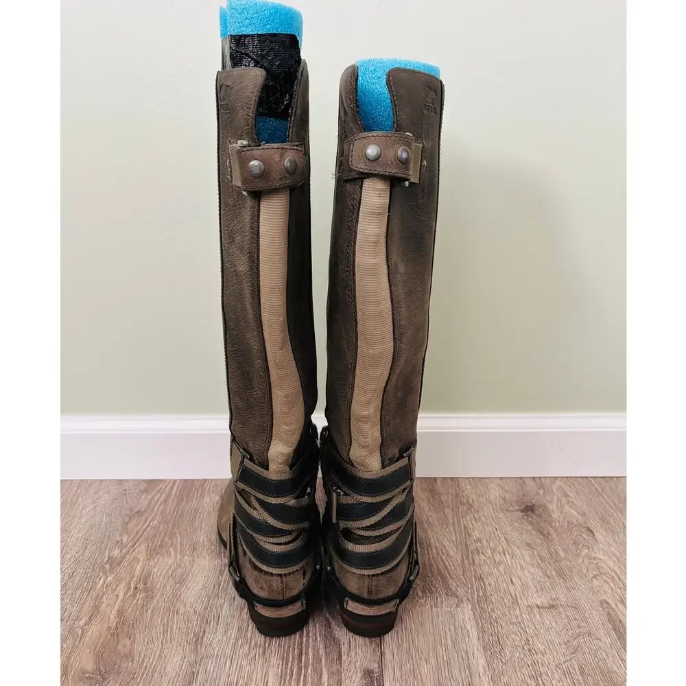 Sorel Lola Leather Tall Boots Size 7 Brown Riding Winter Boots